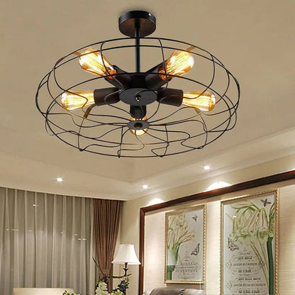 Ceiling Light Fixture – Vintage Retro Cage Pendant Lighting for Home Office
