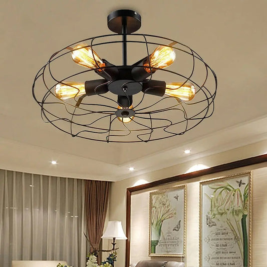 Ceiling Light Fixture – Vintage Retro Cage Pendant Lighting for Home Office