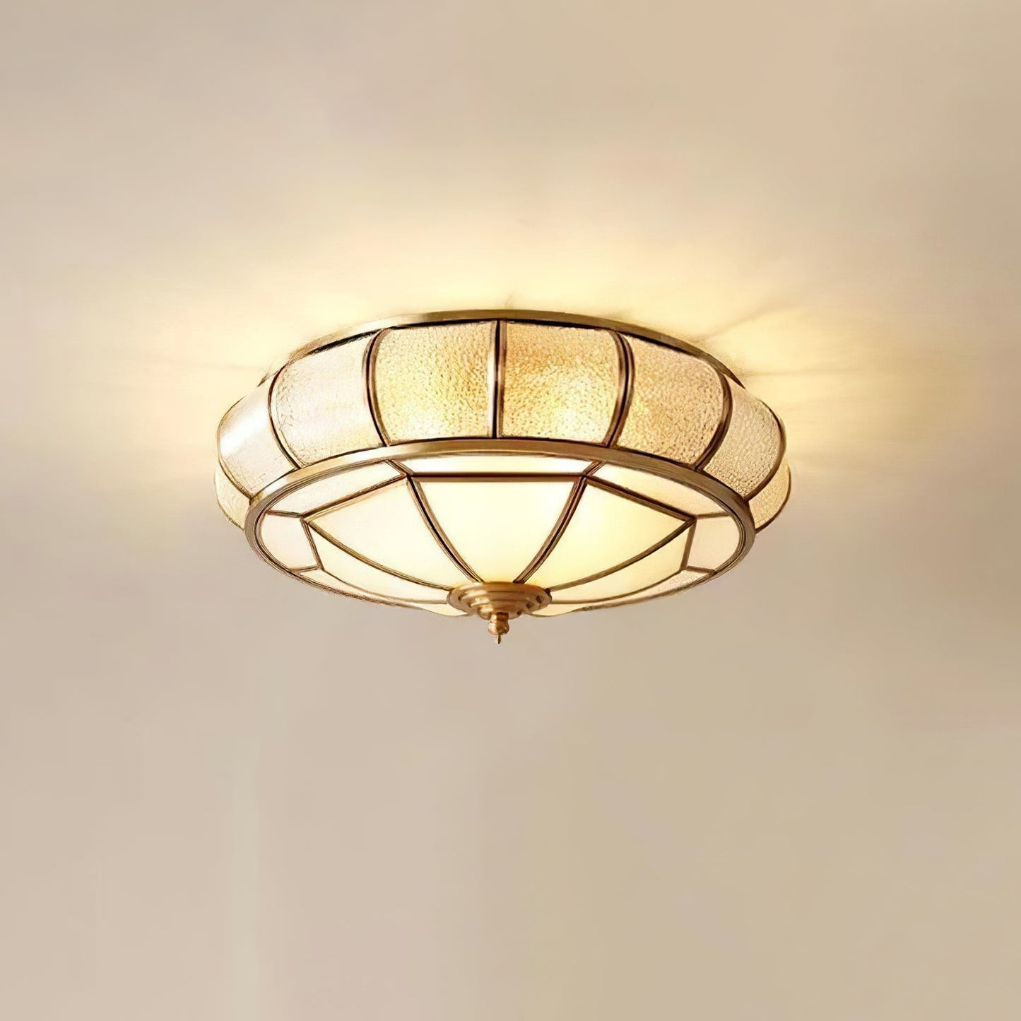 Round Ceiling Light - Textured Glass Fixture for Home and Office Decor