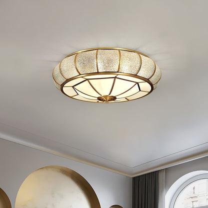 Round Ceiling Light - Textured Glass Fixture for Home and Office Decor