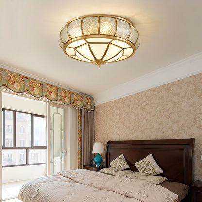 Round Ceiling Light - Textured Glass Fixture for Home and Office Decor