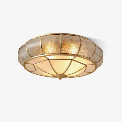 Round Ceiling Light - Textured Glass Fixture for Home and Office Decor