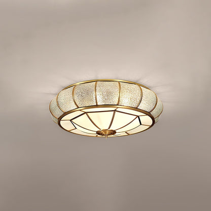 Round Ceiling Light - Textured Glass Fixture for Home and Office Decor