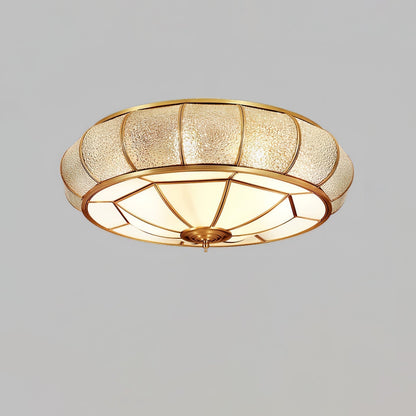 Round Ceiling Light - Textured Glass Fixture for Home and Office Decor