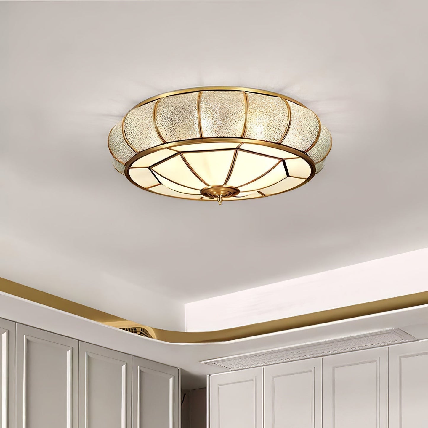 Round Ceiling Light - Textured Glass Fixture for Home and Office Decor