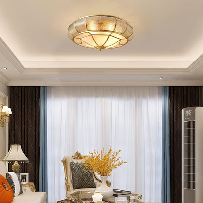 Round Ceiling Light - Textured Glass Fixture for Home and Office Decor