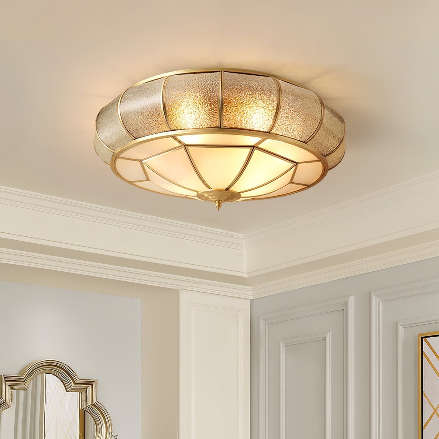 Round Ceiling Light - Textured Glass Fixture for Home and Office Decor