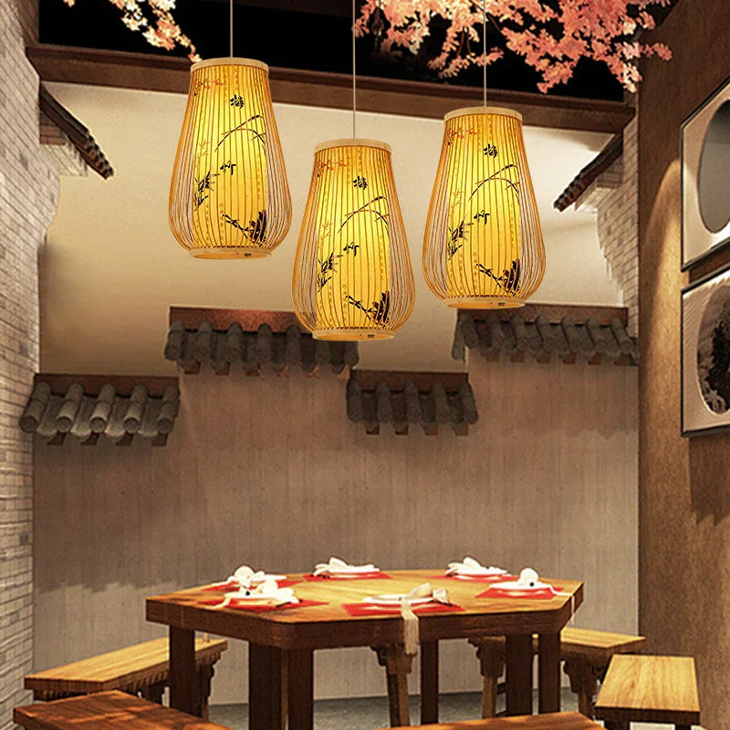 Bamboo Pendant Light for Tea Rooms | Elegant Home Lighting Fixture