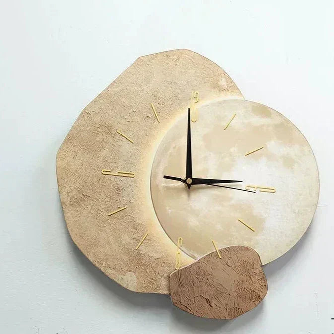 Wooden Wall Clock with USB Lamp for Home Office Aesthetic Decor