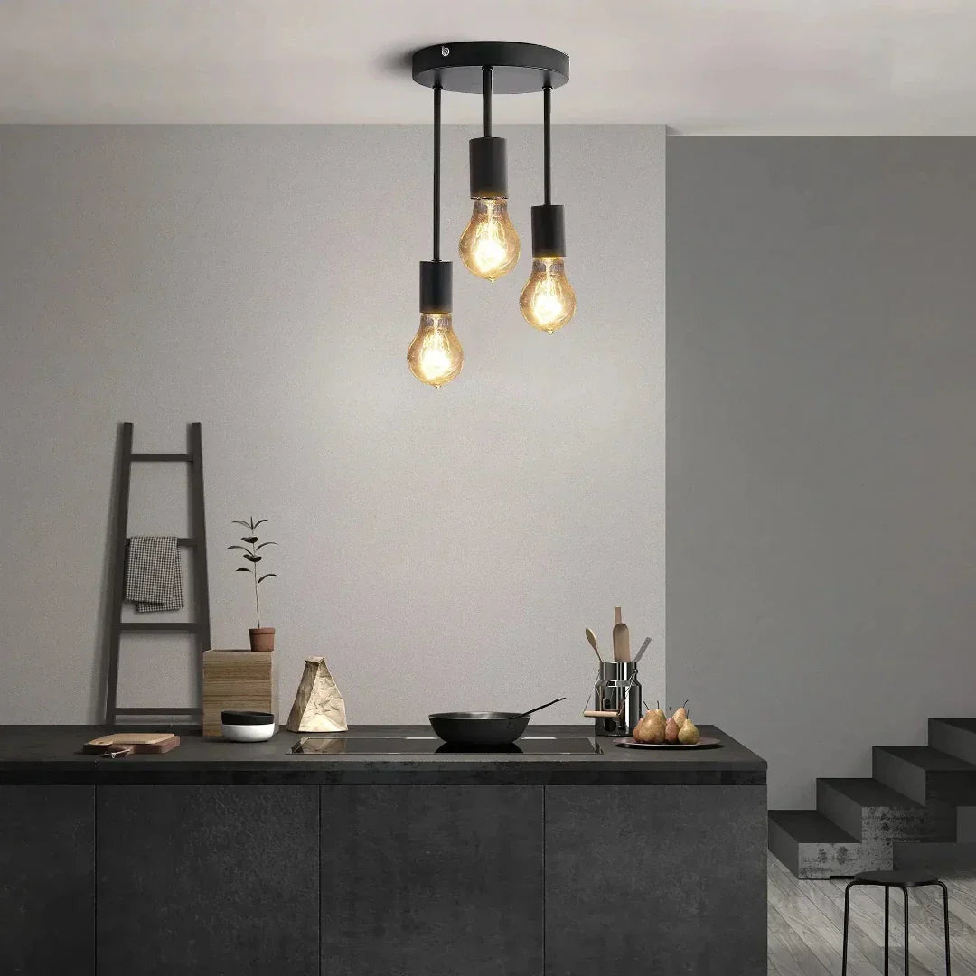 Industrial Black 3-Light Ceiling Lamp for Home and Office Decor