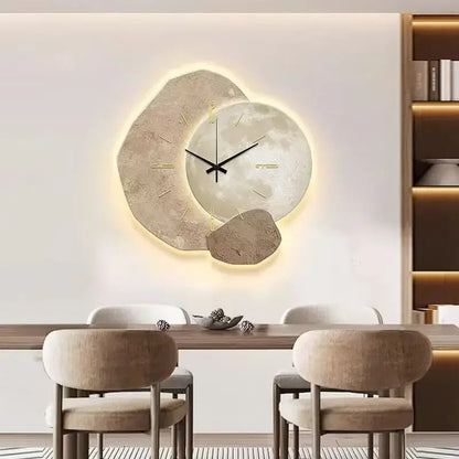 Wooden Wall Clock with USB Lamp for Home Office Aesthetic Decor