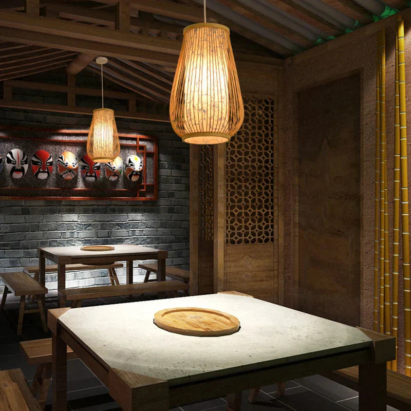 Bamboo Pendant Light for Tea Rooms | Elegant Home Lighting Fixture