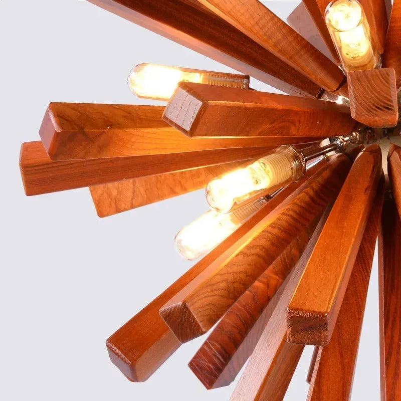 Wooden Pendant Light in Wabi-Sabi Style for Home and Office Decor