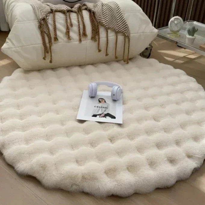Round Faux Fur Rug – Soft Plush Area Rug for Cozy Home Office Decor