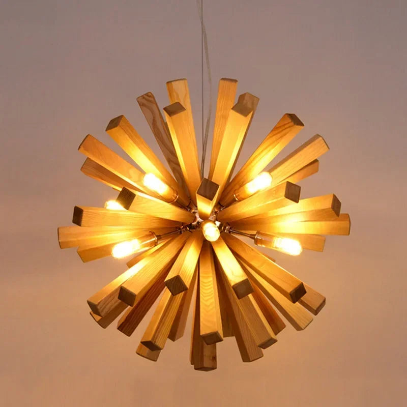 Wooden Pendant Light in Wabi-Sabi Style for Home and Office Decor