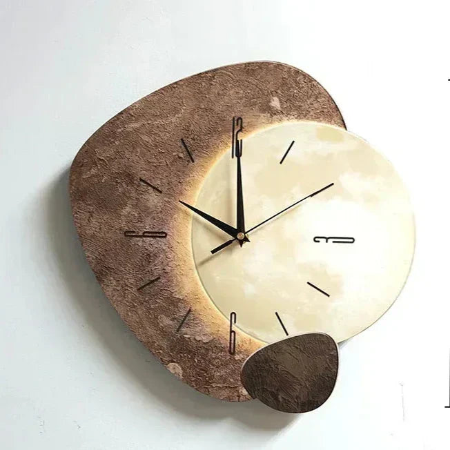 Wooden Wall Clock with USB Lamp for Home Office Aesthetic Decor