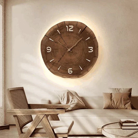Wood Wall Clock – Natural Home Office Decor, Elegant Design for Modern Spaces