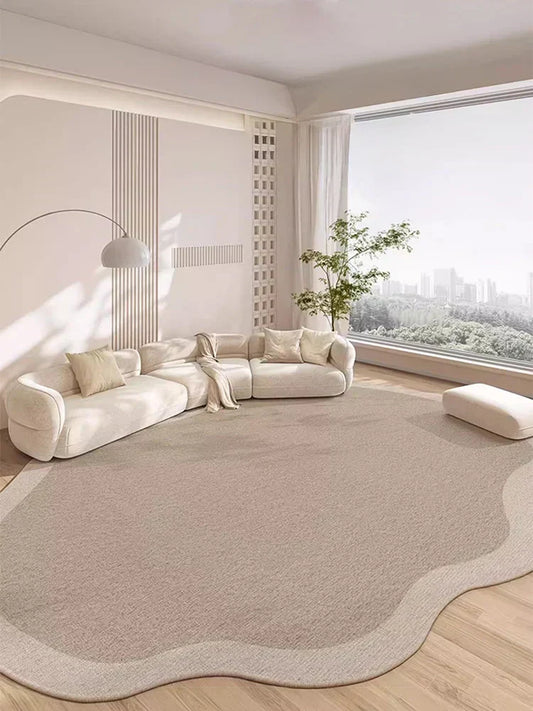 Non-Slip Area Rug – Beige Striped Artistic Carpet for Living Room & Bedroom