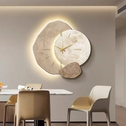 Wooden Wall Clock with USB Lamp for Home Office Aesthetic Decor