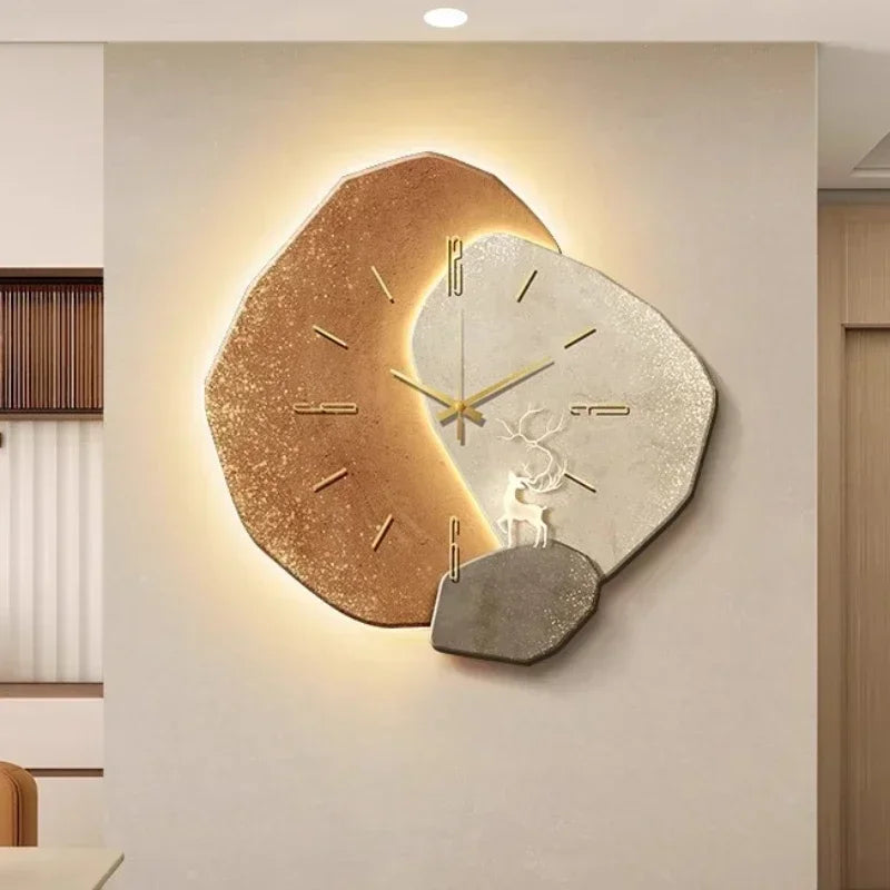 Wooden Wall Clock with USB Lamp for Home Office Aesthetic Decor