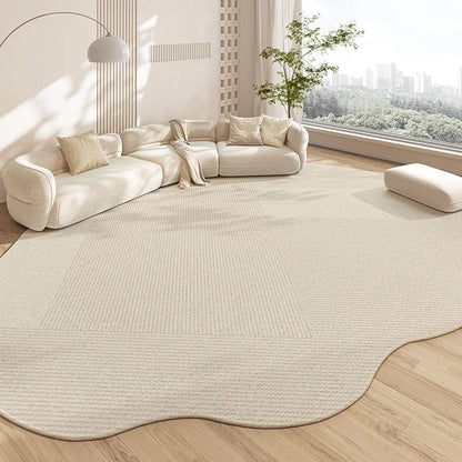 Non-Slip Area Rug – Beige Striped Artistic Carpet for Living Room & Bedroom