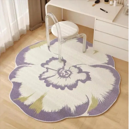Floral Area Rug – Short Pile Decorative Rug for Living Room Bedroom Balcony