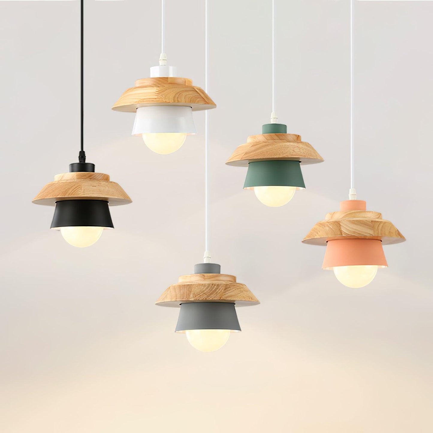 Scandinavian Wood and Stone Pendant Light for Home and Office Decor