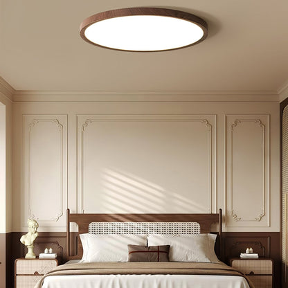 Ultra-slim Round Walnut Ceiling Light for Home and Office Decor