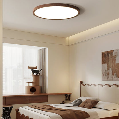 Ultra-slim Round Walnut Ceiling Light for Home and Office Decor