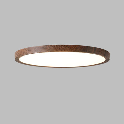 Ultra-slim Round Walnut Ceiling Light for Home and Office Decor