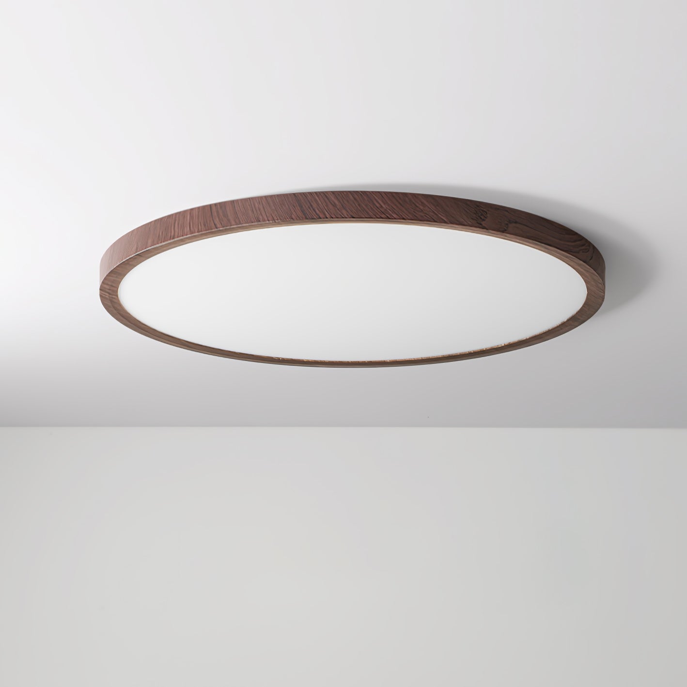 Ultra-slim Round Walnut Ceiling Light for Home and Office Decor