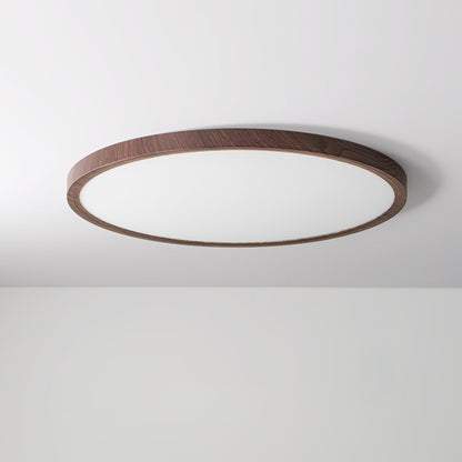 Ultra-slim Round Walnut Ceiling Light for Home and Office Decor