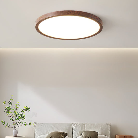 Ultra-slim Round Walnut Ceiling Light for Home and Office Decor