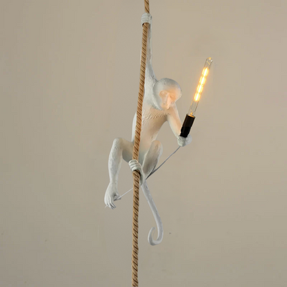 Monkey Pendant Light on Rope | Playful Jungle Decor for Kids' Rooms