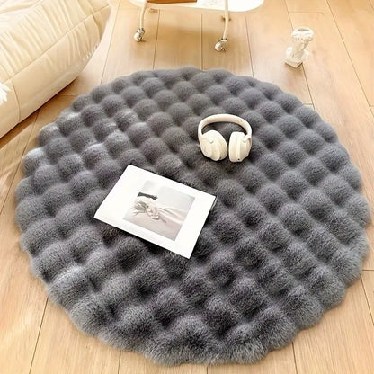 Round Faux Fur Rug – Soft Plush Area Rug for Cozy Home Office Decor