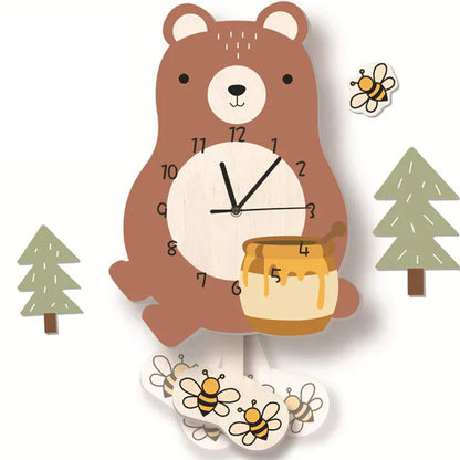 Children's Animal Motif Wall Clock for Playroom Decor and Learning