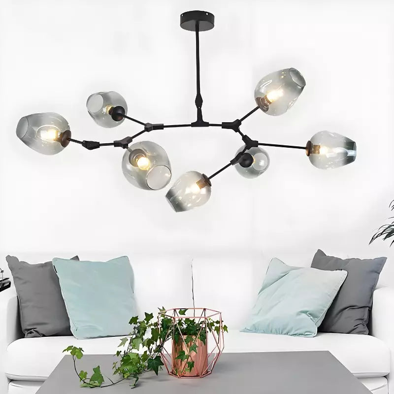 Elegant Pendant Light with Customizable Drop Height and Glass Shades for Home