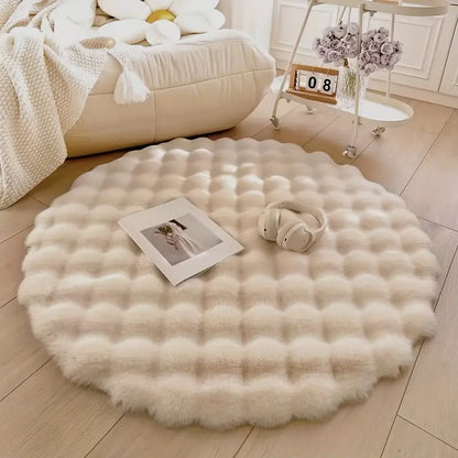 Round Faux Fur Rug – Soft Plush Area Rug for Cozy Home Office Decor