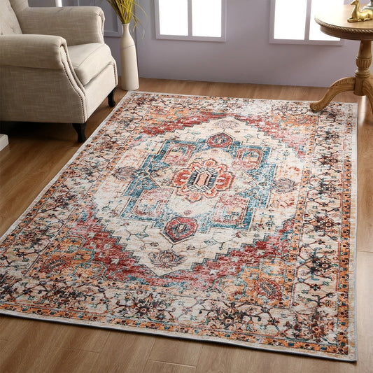 Vintage Area Rug for Cozy Living Room Decor and Warmth