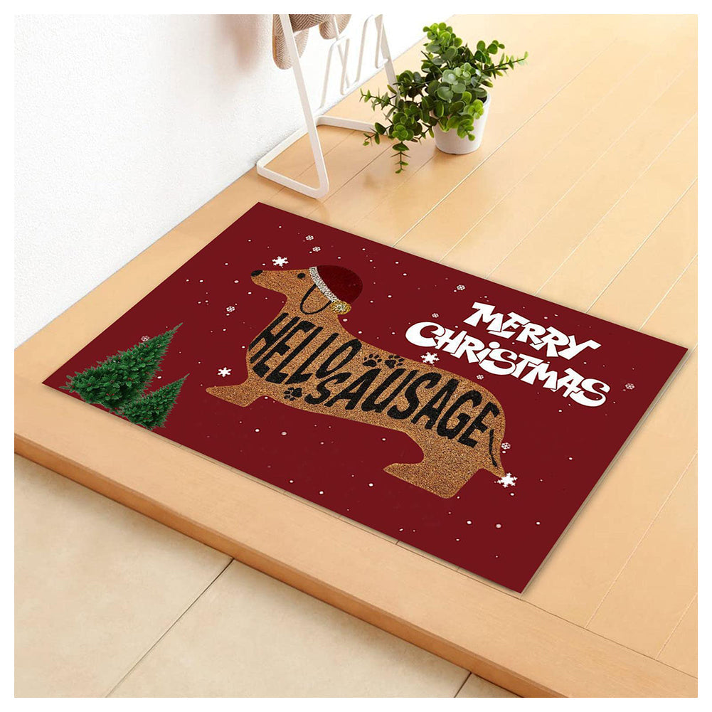 Dachshund Christmas Decor Mat for Home Entryway - Stylish Holiday Design