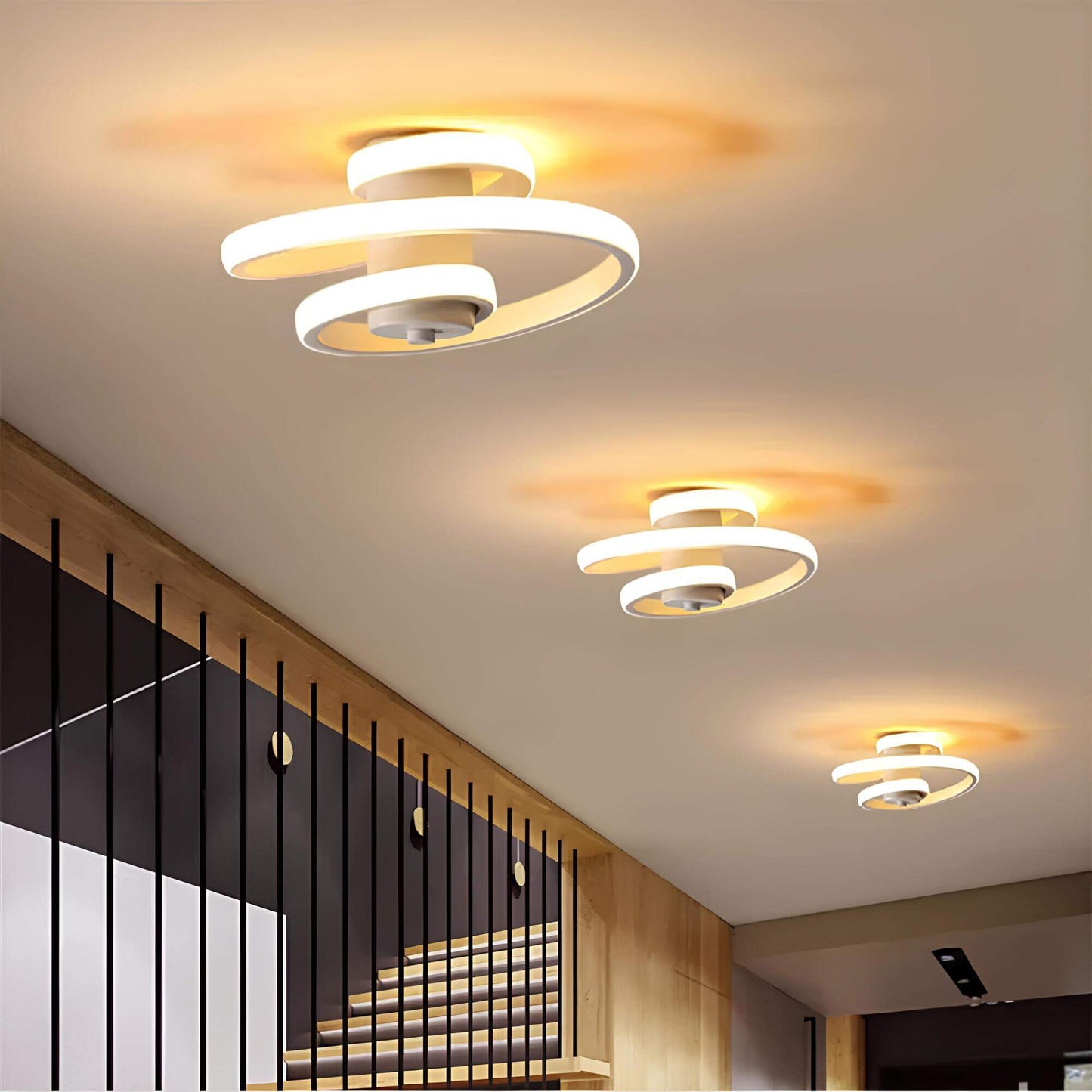 Modern Spiral LED Ceiling Light for Living Room and Office Spaces