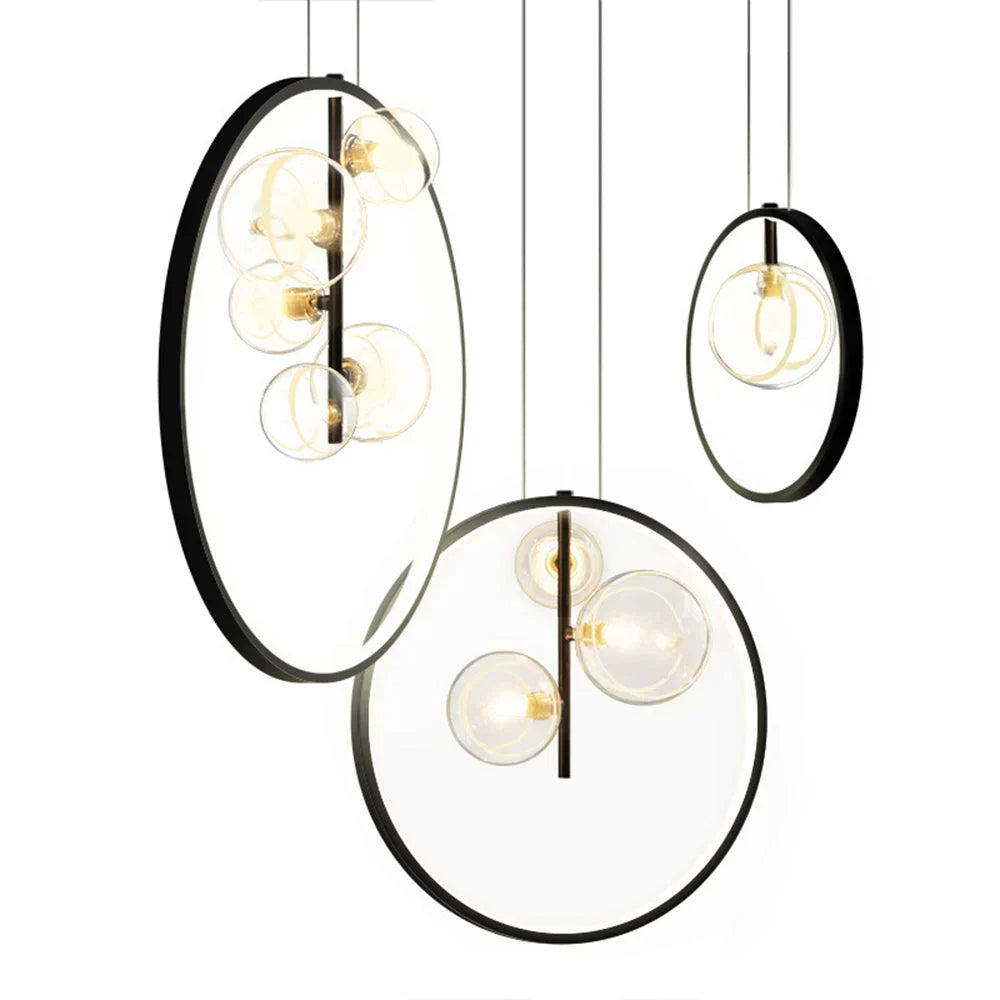 Nordic Glass Pendant Light with Elegant Ring for Home and Office Decor