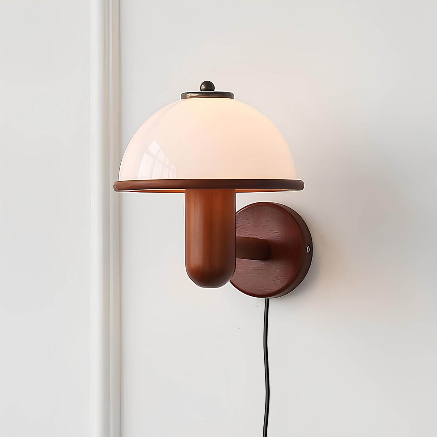 Rustic Wooden Mushroom Wall Light for Cozy Home Decor and Ambient Lighting