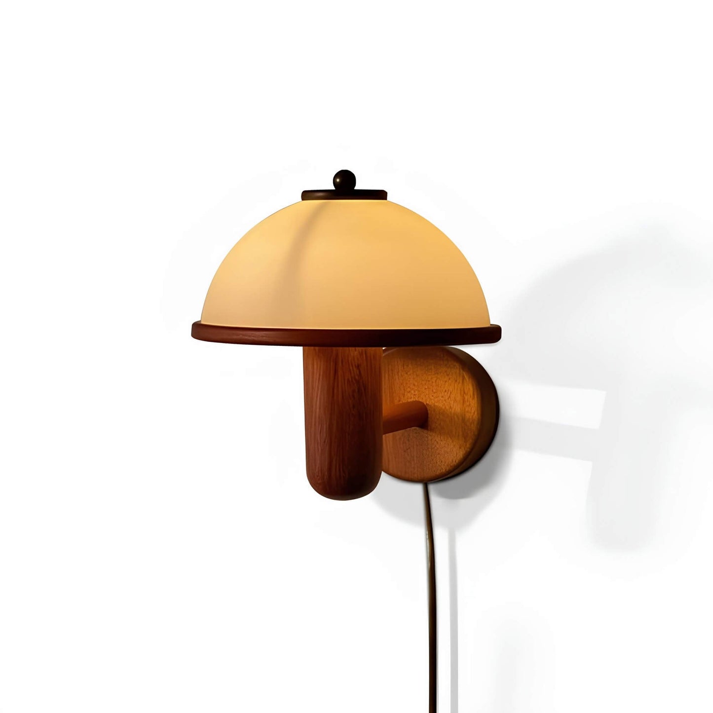 Rustic Wooden Mushroom Wall Light for Cozy Home Decor and Ambient Lighting