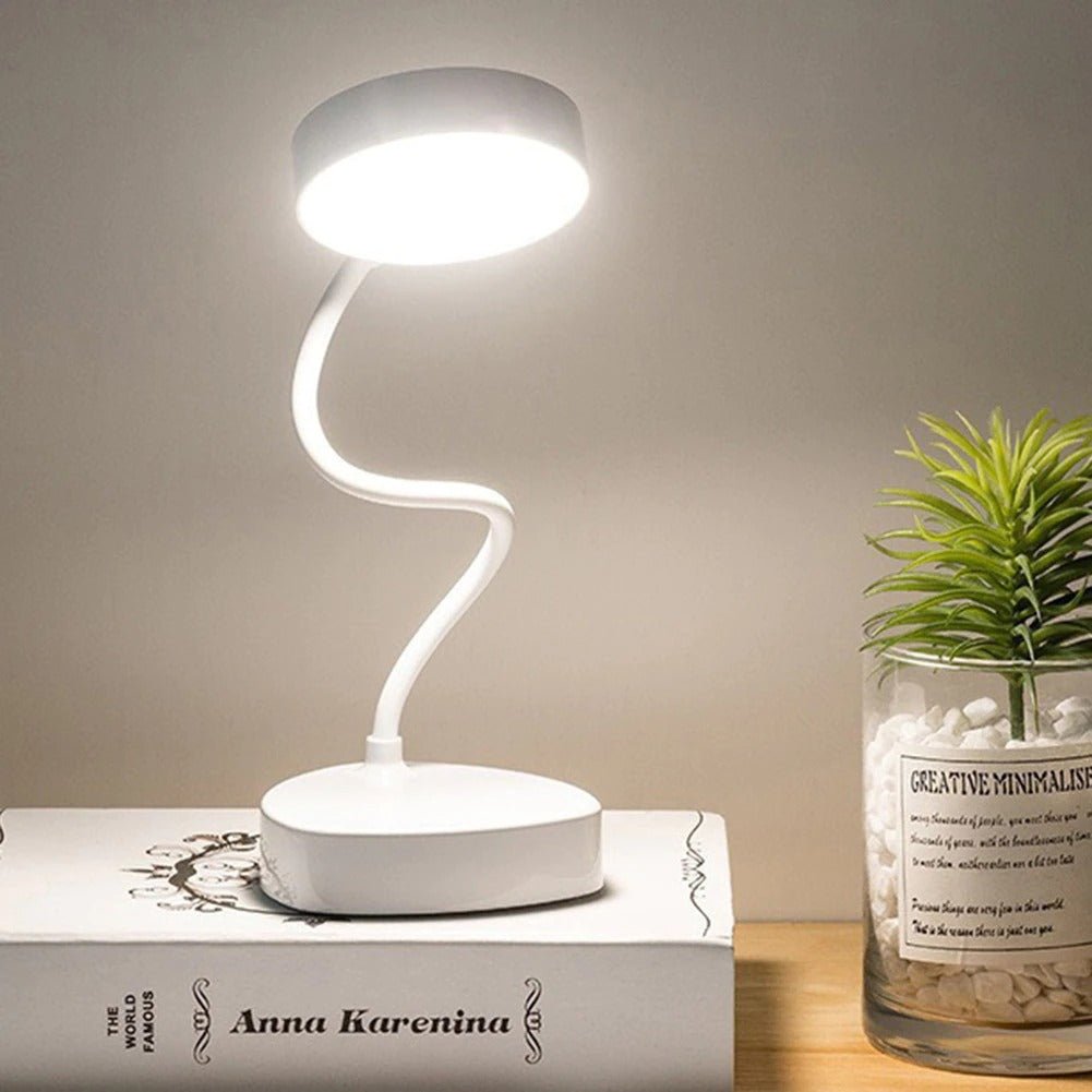 White Table Lamp for Reading - Modern Design Ideal for Home & Office