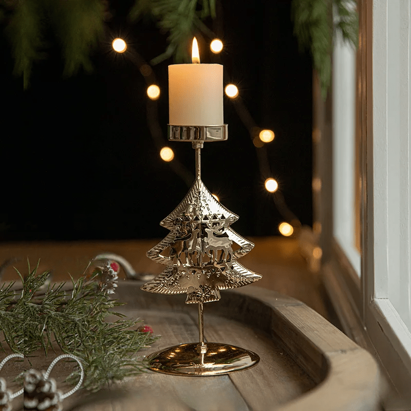 Christmas Tree and Star Tea Light Holder for Home Decor and Festive Ambiance