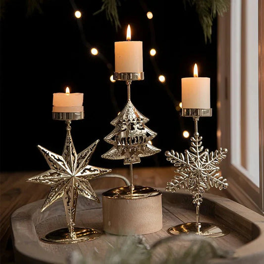 Christmas Tree and Star Tea Light Holder for Home Decor and Festive Ambiance