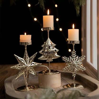 Tealight Candle Holder – Christmas Star Tree Decor for Festive Indoor Lighting