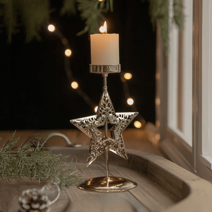 Christmas Tree and Star Tea Light Holder for Home Decor and Festive Ambiance