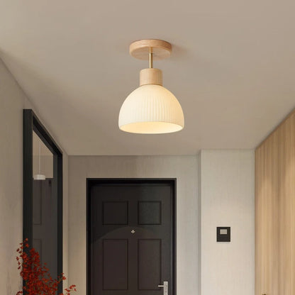 Japanese Wooden Ceiling Light with Natural Grass Design for Home Decor